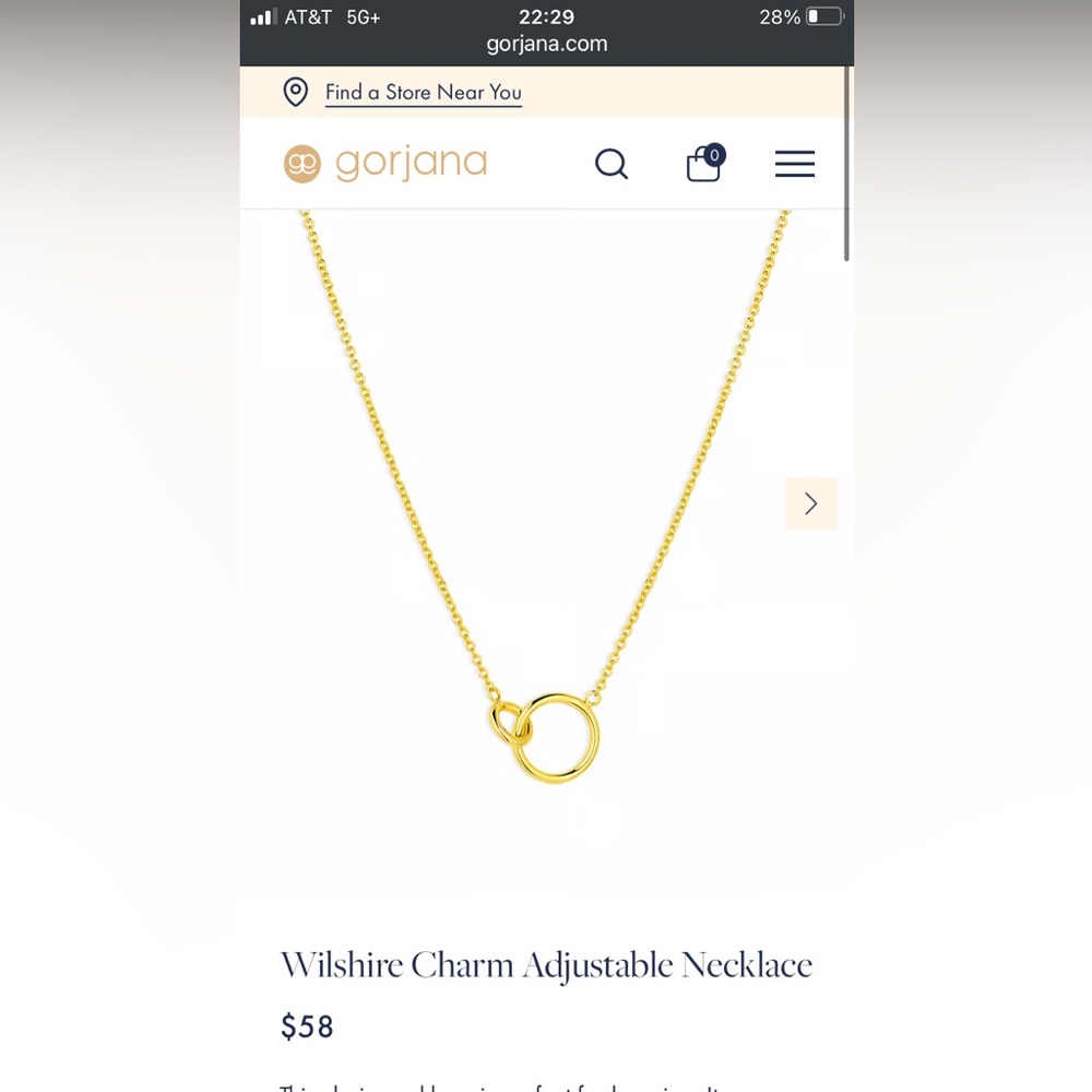NWT Gorjana Wilshire Charm Adjustable necklace, gold